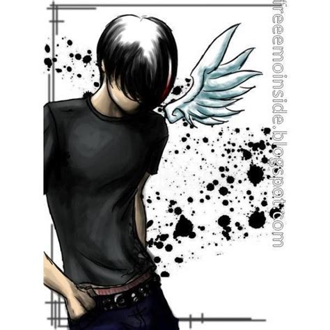 Emo Anime Guy Liked On Polyvore Featuring Anime Backgrounds Drawings