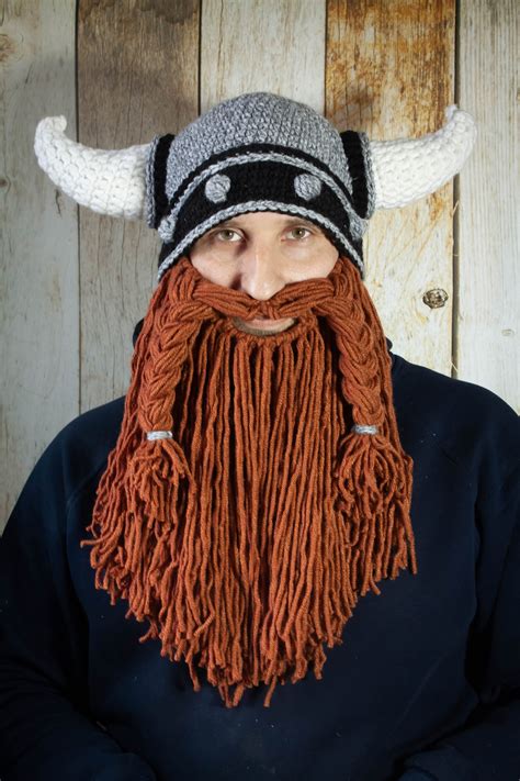 Crochet Viking Helmet Pattern Horned Helmet With Beard Pdf Etsy