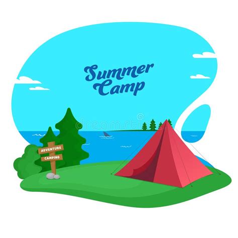 Summer Camp Poster Flyer Or Banner Design Stock Illustration