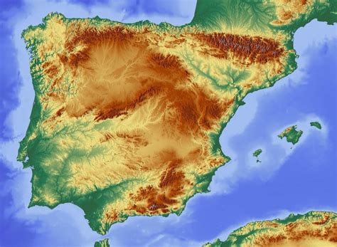 Iberian Peninsula Topographic Map Mapa Historico Mapas Globo Terráqueo