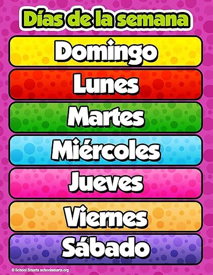 Spanish Days Of The Week Printables