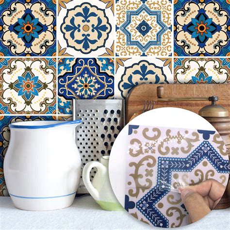 Get your wall kitchen decals today! Wall sticker Moroccan Tiles PVC Waterproof Self adhesive ...