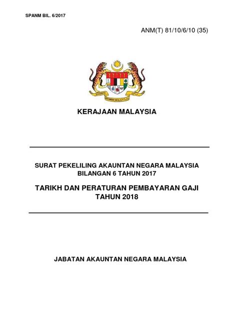 Maklumat tarikh penting jadual pembayaran gaji 2021 penjawat awam di malaysia mengikut bulan. SPANM_Bil_6_2017_Bil_35_Tarikh_Bayaran_Gaji__2018