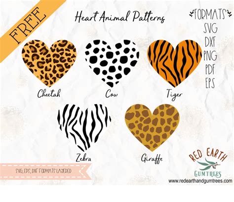 Download Free Heart animal Patterns SVG, EPS, PDF, DXF, PNG, cricut, silhouette cameo, vinyl decal, t ...
