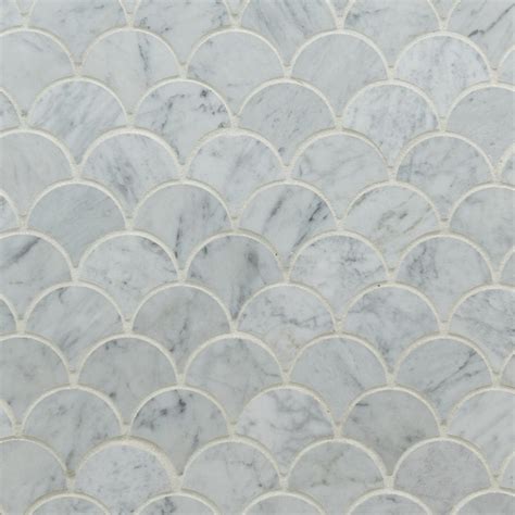Bianco Carrara Honed Fan Shaped Marble Tiles