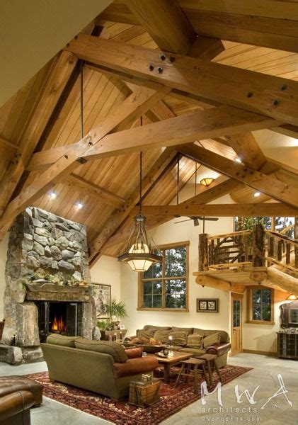 Maybe you would like to learn more about one of these? Love the wood beams, Stair case and fire place!! Log Cabin ...