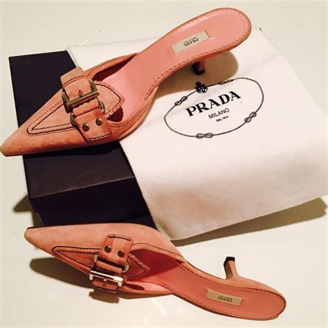 Prada | Shoes | Prada Suede Kitten Heel Mules | Poshmark