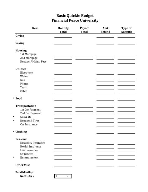 Printable Monthly Budget Worksheet Free Dave Ramsey | Hot Sex Picture