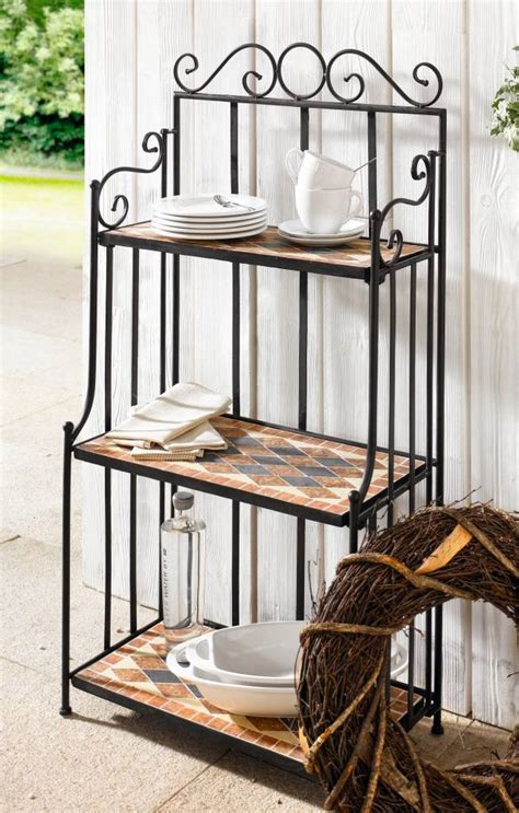 Regal metall, vorratsregal metallregal küche, standregal. Mediterranes Standregal - Metall/Steinmosaik, 115 cm hoch ...
