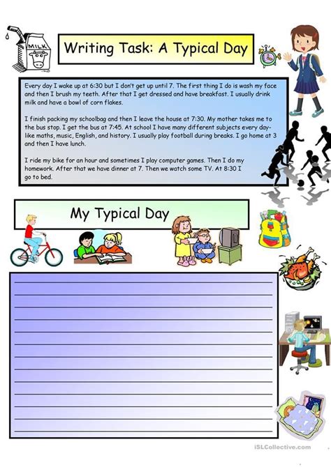 Creative Writing Daily Routines 3 A1 Level Worksheet Free Esl
