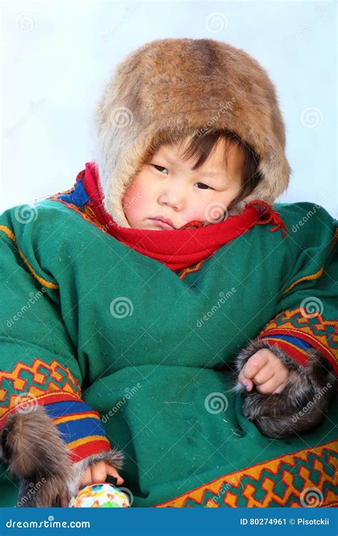 Little Nenets Girl In National Clothes Editorial Photo Image Of Child
