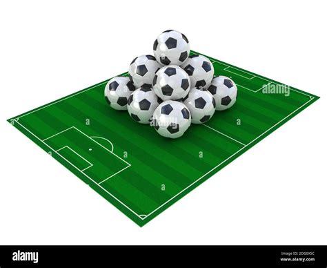 Football Field And Soccer Ball Isolated On White Stock Photo Alamy