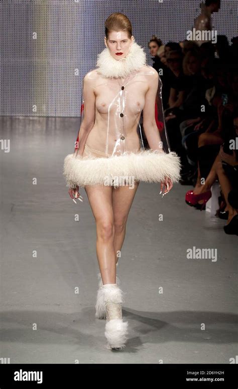 Editors Note Nudity A Model On The Catwalk During The Charlie Le Mindu Fashion Show At The On