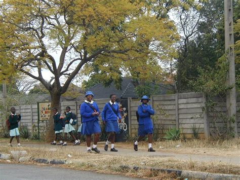 School Students In School Uniforms Mabelreign Harare Zimbabwe