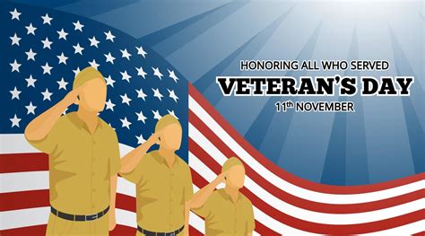 Happy Veterans Day Background With Veteran Soldiers Doing Present Arms