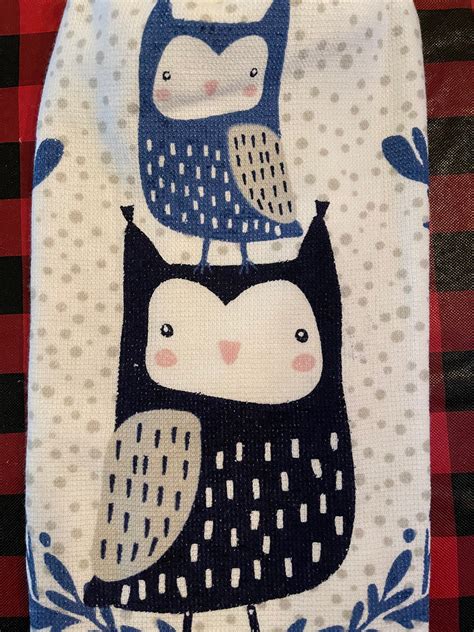 Owl Design Hanging Kitchen Towel With Crocheted Top And Etsy