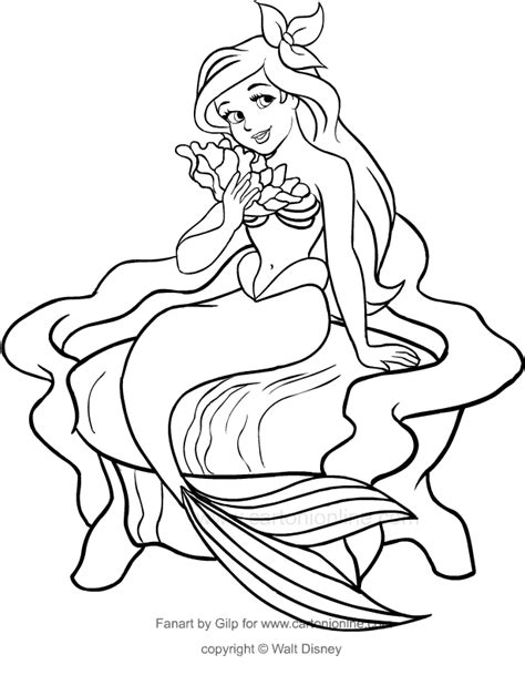 Dibujo De Ariel En El Trono La Sirenita Para Colorear