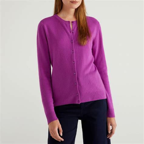 Fuchsia Long Sleeve Crew Neck Cardigan Brandalley