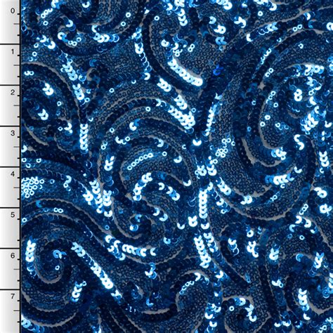Cali Fabrics Royal Blue Swirling Pattern Sequin Fabric