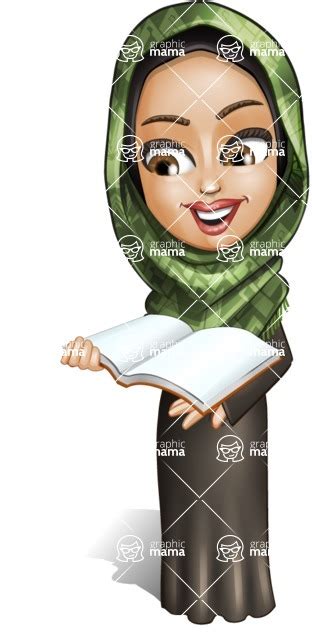 Young Muslim Woman Cartoon Vector Character 102 Cartoon Poses Book Graphicmama
