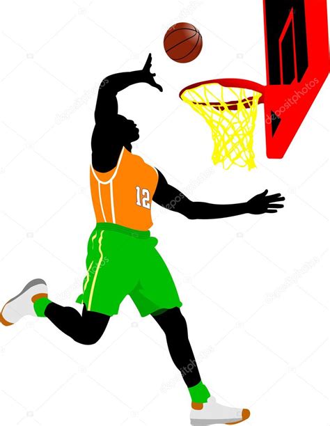 Basketball Players Colored Illustration For Designers — Stock Photo