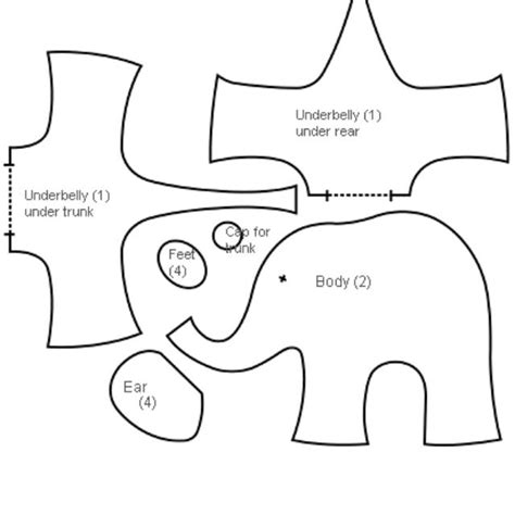 Felt Elephant Pattern Elephant Pattern Sewing Toys Sewing Patterns