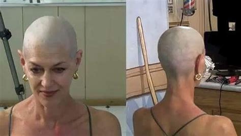 Bald Lady Smooth Bald Head Women Shaved Head Women Barbers Cut Bald