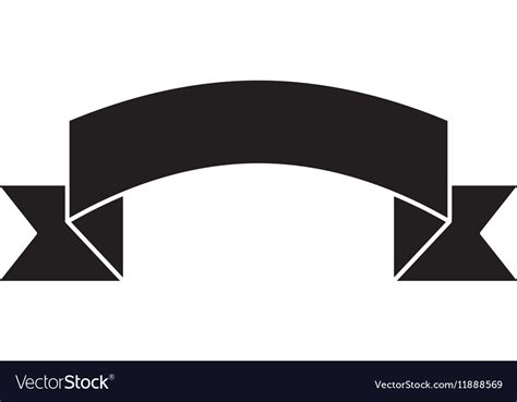 Silhouette Black Ribbon Banner Icon Royalty Free Vector