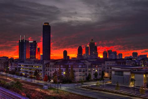 Red Sky Sunrise Midtown Atlanta Photograph By Reid Callaway Fine Art