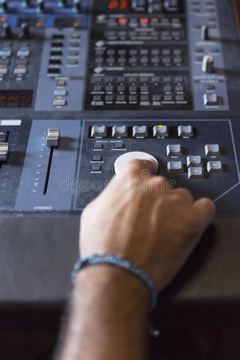 Hand Adjusting A Sound Mixing Desk Stock Photo Image Of Technology