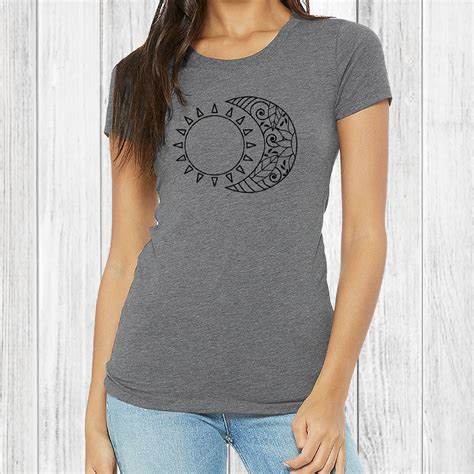 Sun And Moon T Shirt Celestial Graphic Tees For Women Etsy