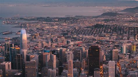 Download Wallpaper 3840x2160 City Aerial View Buildings Twilight