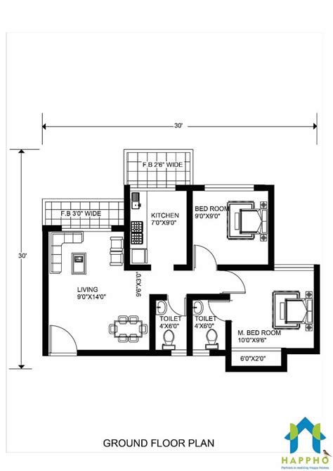 Affordable House Plans For Less Than 1000 Sq Ft Plot Area Happho