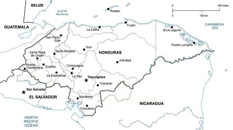 Mapa político de Honduras para colorear conoce los límites del territorio hondureño