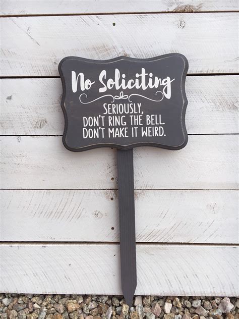 No Soliciting Wood Sign With Stake Hand Painted 8x11 No Soliciting