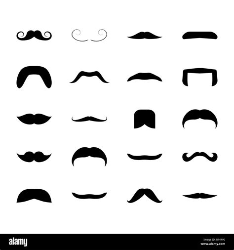 Mustache Icons Mans Moustache Set Of Black Silhouettes Stock Vector
