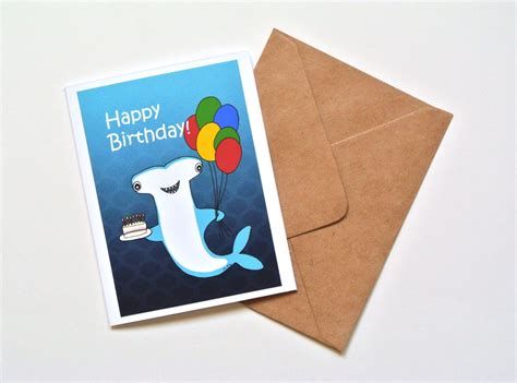 Hammerhead Shark Birthday Card Funny Birthday Card Shark Etsy Canada