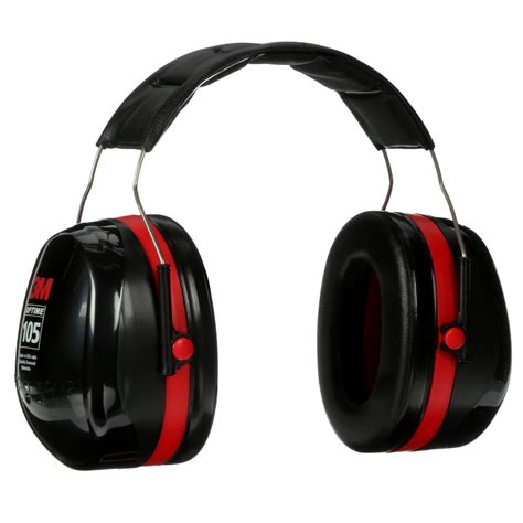 3m peltor optime 105 helmet attachable earmuff, ear protectors, hearing. 3M H10A PELTOR™ Optime™ 105 Black / Red Over-the-Head Earmuffs