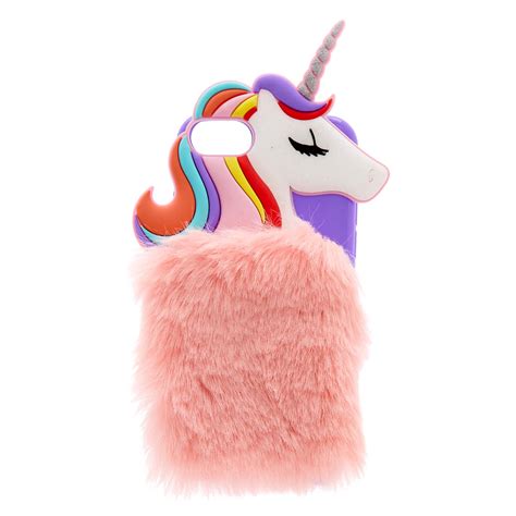 Rainbow Unicorn Faux Fur Phone Case Claires Us