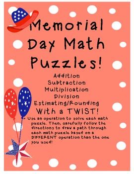 Sharing these fun puzzles with your kids is a great way to get them thinking mathematically and solving problems in a fun and engaging way! Memorial Day MATH puzzles! Grade 3 by Miss Creativity | TpT