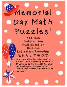 How much tutoring does your child need? Memorial Day MATH puzzles! Grade 3 by Miss Creativity | TpT