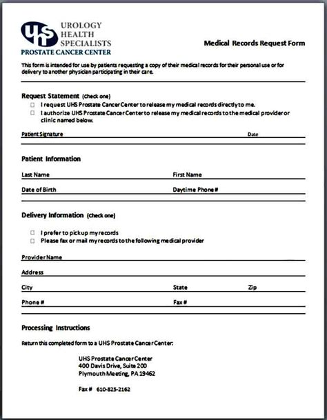 Request For Medical Records Form Template Fillable Printable Gambaran
