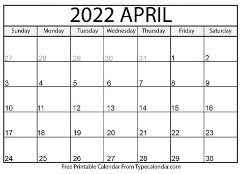 April 2022 Calendar Free Printable Calendar Templates April 2022