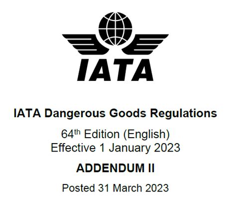 Iata Dangerous Goods Regulations Edition Addendum Ii January