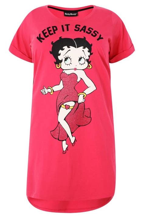Pink Betty Boop Keep It Sassy Slogan Print Nightdress Plus Size 16