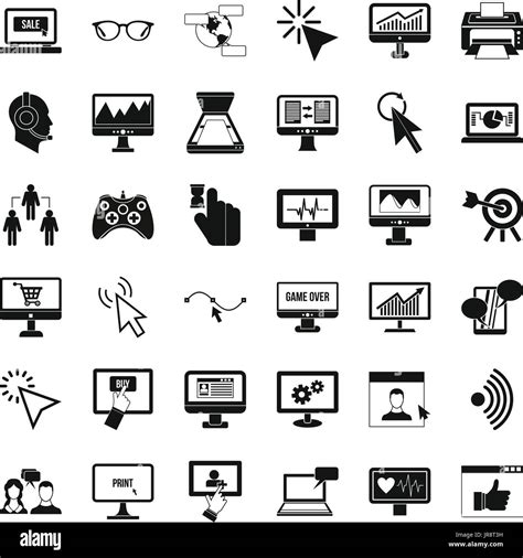 Computer Network Icons Set Simple Style Stock Vector Image And Art Alamy