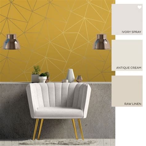 I Love Wallpaper Zara Shimmer Metallic Geometric Wallpaper Mustard Gold