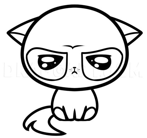 How To Draw Kawaii Grumpy Cat Step By Step Drawing Guide By Dawn DragoArt