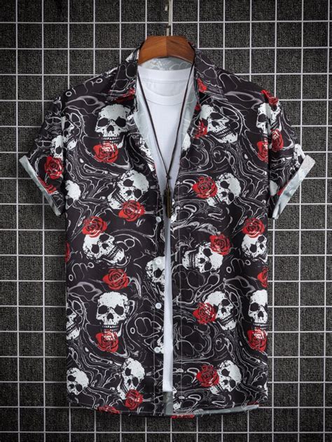 Romwe Hombres Camisa Con Estampado Floral Con Cr Neo Sin Camiseta