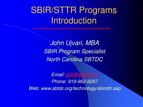Ppt Sbirsttr Programs Introduction Powerpoint Presentation Free